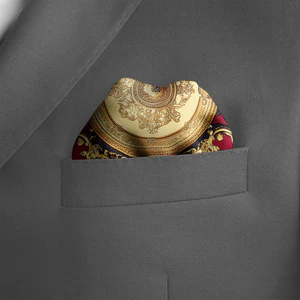 BYZANTINE ART SILK POCKET SQUARE - Black Wolf