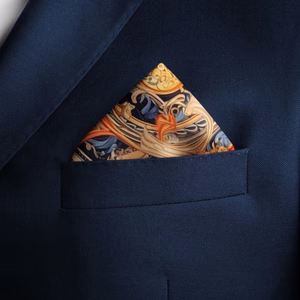 BLACK WOLF - AUTHENTIC VINTAGE SILK POCKET SQUARE -